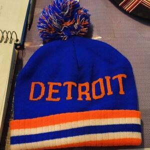 Blue and Orange Detroit Beanie